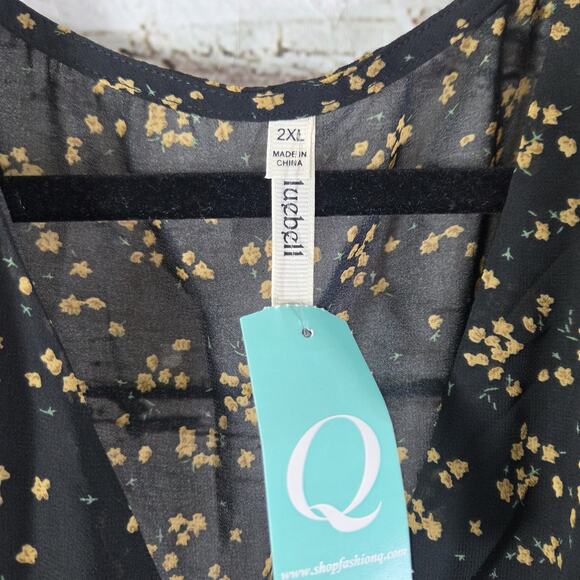 Llewellyn Womens 2XL NWT Frill Flowy Summer Maxi Dress Black Plus Size - Picture 3 of 7